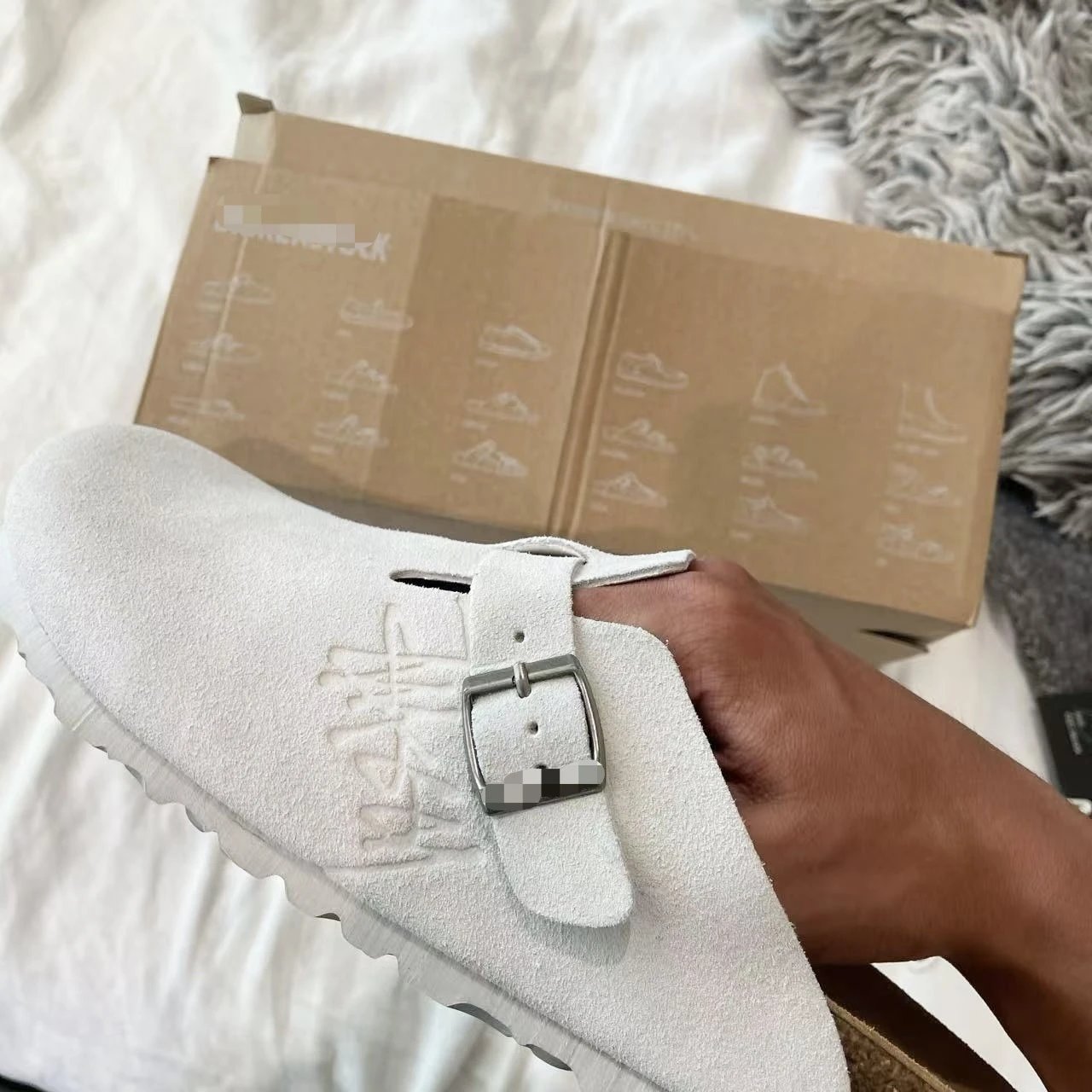 Stussy x Birkenstock Boston Suede Clog Bone Kakobuy spreadsheet find