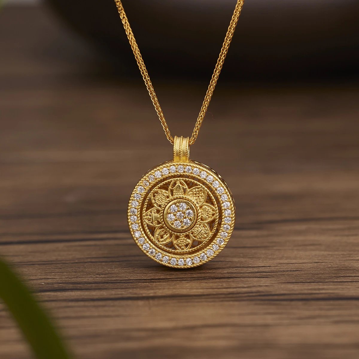 Gold Lotus Mandala Pendant Necklace T-Shirt Kakobuy accessories spreadsheet listing