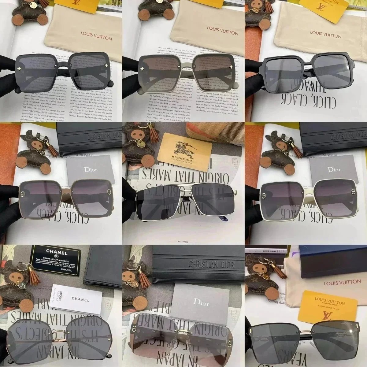 Louis Vuitton, Dior, Chanel, Burberry Square Sunglasses T-Shirt Kakobuy accessories spreadsheet listing